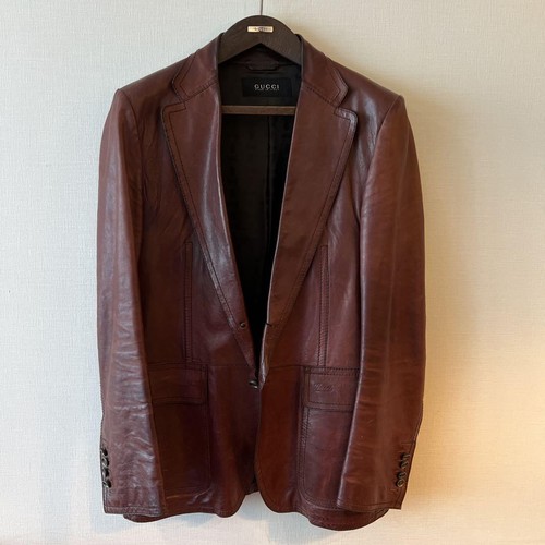 Gucci giacca di pelle rossa 54