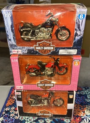 批量 3 件 Maisto Harley-Davidson 1: 18 压铸摩托车系列 5,6 & 14 — 第 1/4 张图片