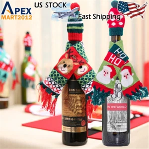 Christmas Wine Bottle Cover Mini Santa Hat Scarf Home Xmas Party Decorations - Bild 1 von 10