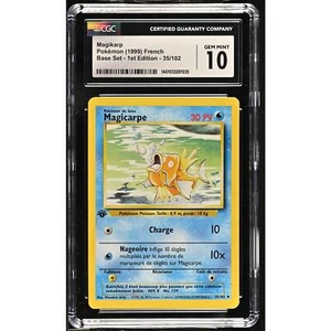 CGC 10 GEM MINT Magikarp (Magicarpe) 1st Edition 35/102 French Base (PSA/BGS) - Picture 1 of 2