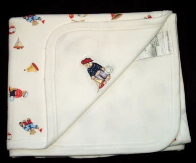 Manta de bebé bordada Laura Ashley Sailor Bear velero barco EXCELENTE ESTADO Foto 1 de 3