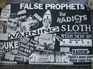 Póster punk de los años 80, Nueva York, falsos profetas, radicales, pereza, espacio en persecución - Imagen 1 de 2