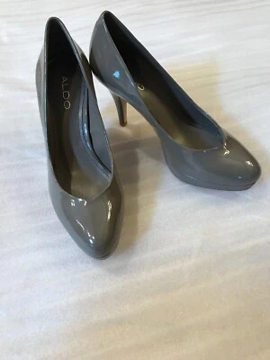 Nuevos zapatos de salón Aldo para mujer 39 8,5 gris charol plataforma tacón Foto 1 de 4