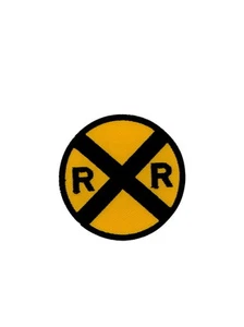patch embroidered badge iron applique road sign train crossing railway railroad - Picture 1 of 1