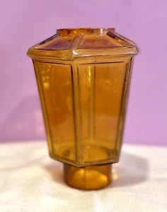 50s-Era Hexagon Amber Glass Light Shade 2" Fitter MASÓN CANDLE COMPANY - Picture 1 of 12