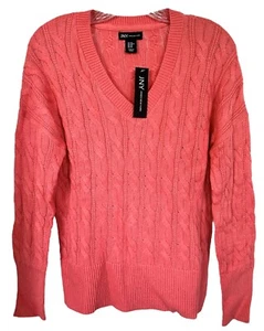 Suéter Jones New York para mujer cuello en V tejido texturizado manga larga talla XS CORAL - Imagen 1 de 8