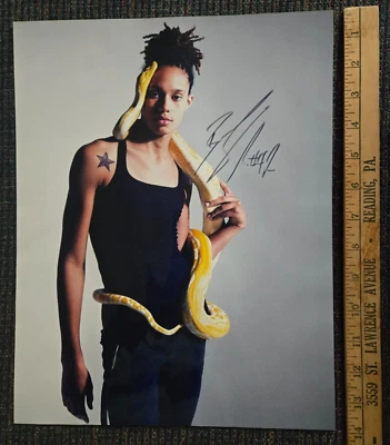 BRITTNEY GRINER #42 11x14 Photo in Tank Top w/ Snake WNBA Phoenix Mercury Signed - Image 1 of 4