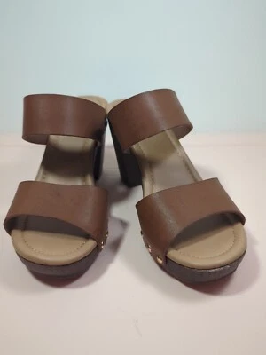 MIA Imogen Wide Strap Heels Sandal 7.5 Cinnamon Brown Chunky Heel Open Toe - Image 1 of 4