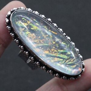 Opal Tripplet 925 Silver Plated Handmade Gemstone Ring of US Size 9 Ethnic Gift