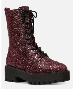 New Michael Kors Women's Bryce Lug Sole Platform Combat Boot Dark Berry Size 5 - Picture 1 of 5