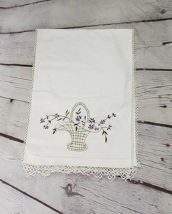 Runner da tavolo ricamato cesto fiori verde viola casetta primavera LEGGI - Foto 1 di 7