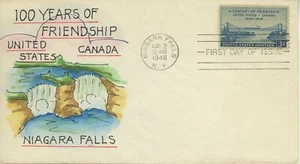 961 RARE Hand-painted MAE WEIGAND First Day Cover 100 years Friendship Canada *a - Picture 1 of 2