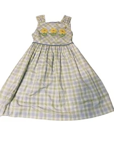 Rebecca Raggs Original Girl's 6  Dress Blue green Flowers Bee  Sleeveless Easter - Picture 1 of 21