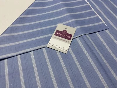 £5.99 Blue Striped stripe Stof Crafting 100% Cotton Fabric Sold by Metre M1938 - Image 1 of 3
