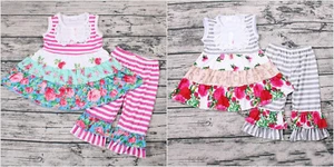 NEW Boutique Girls Ruffle Tunic Dress & Leggings Outfit Set - Picture 1 of 3