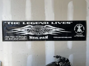 2001 STURGIS RALLY GIANT 8FT VINYL BANNER - PANZER MOTORCYCLE - WICKED RIDE USA - Picture 1 of 18