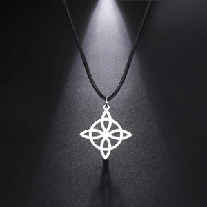 Stainless Steel Necklace Witch Knot Wicca Witchcraft Charm Necklace Amulet Lucky - Picture 1 of 10
