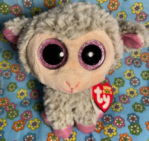 TY BEANIE BOOS Lindo CORDERO GRIS "DIXIE" - Peluche suave con detalles brillantes 6 pulgadas MWT - Imagen 1 de 7