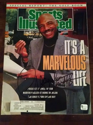 奇妙 Marvin Hagler 手签 IP 7/02/90 体育插图 Mag HOF GAI  — 第 1/4 张图片