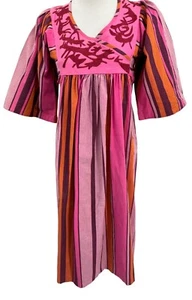 Vtg 60s 70s Josefa Diseno Colorful Art To Wear Embroidered Mexican Caftan Dress - Picture 1 of 21