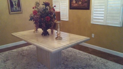 1970s Italian Rectangular Travertine Dining Table and side Banquet Table Cover