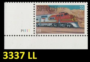 US 3337 All Aboard Super Chief 33c plate single LL P1111 MNH 1999 - Picture 1 of 1