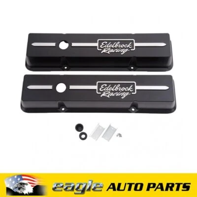 Chev 350 Small Block Edelbrock Racing Die-Cast Aluminum Rocker Covers  # ED41633 - image 1 of 3