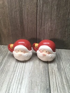 Santa Claus Christmas Salt Shakers (2) Ceramic Holiday Cheer Red/White - Picture 1 of 12