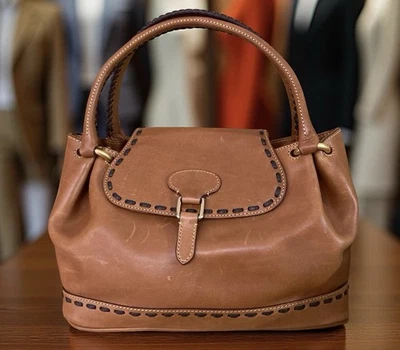 Dooney Bourke Natural Brown Florentine Leather Flap Hobo Satchel Doctor Bag - Image 1 of 4