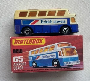 Matchbox Superfast No 65 Airport Coach Dark Met Blue American Airlines with Box - Picture 1 of 7