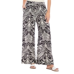 Karen Kane Super Bloom Damenhose weites Bein Größe Large schwarz Blumenmuster Boho - Bild 1 von 8