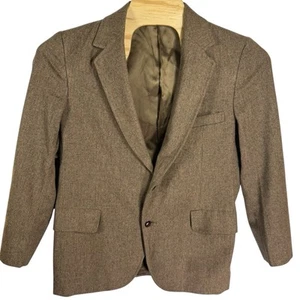 Pendleton Men 44 Brown Wool Vintage Made in USA 2- Buttons Blazer Jacket - Picture 1 of 8