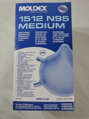 Moldex N95 Respirator surgical Masks, Box of 20 # 1512, Medium Exp. Date 12/2/25 - Image 1 of 4