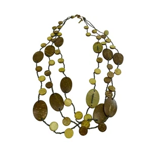LANE BRYANT multi-strand beaded necklace with disc-shaped pendants Green - Picture 1 of 3
