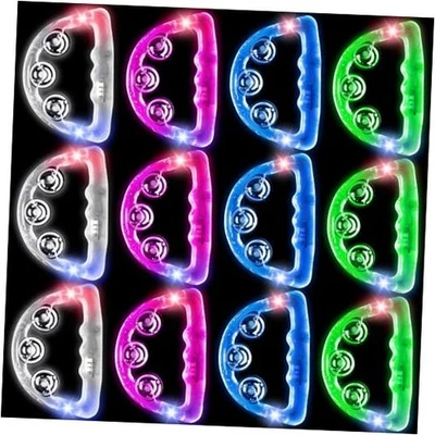 12 Piezas Pandereta Iluminada, Panderetas LED para Adultos Niños, Musical  Foto 1 de 4
