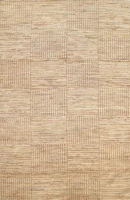 Contemporary Gabbeh Rug 5x7 Ft Hand-Knotted Modern Wool Carpet Beige Area Rug - Image 1 of 4