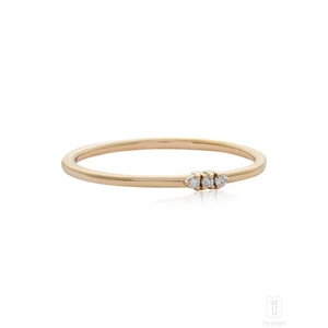 14K Gold Three Diamond Wedding Ring 0.06 Ct. Fine Jewelry Sizes 3-8 US - Picture 1 of 10