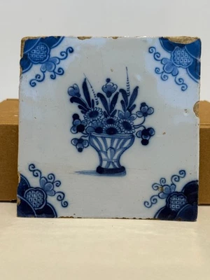 Azulejo floral antiguo holandés/delft Foto 1 de 4