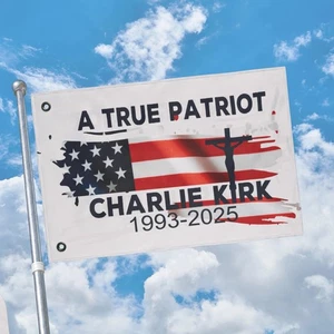 Charlie Kirk Tribute Flag: A True Patriot Memorial Banner House Banner - Picture 1 of 19