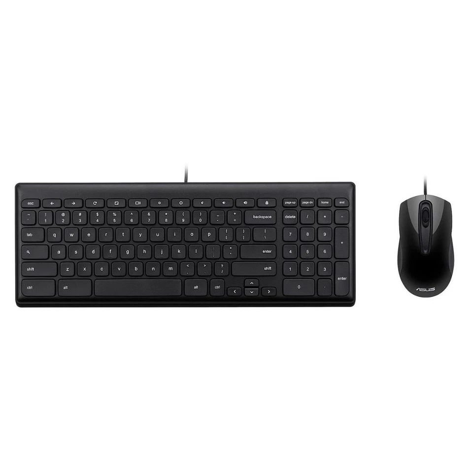ASUS Chrome OS Layout USB Wired Keyboard and Optical Mouse Combo Set Black - Image 1 of 2