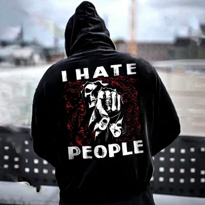 Pullover de patrón gótico para hombre con estampado de calavera sudadera con capucha Halloween otoño informal Foto 1 de 4