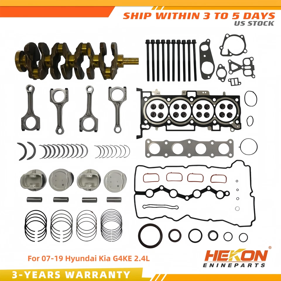 Engine Rebuild Overhaul Kit w/ Crankshaft Piston For 07-19 Hyundai Kia G4KE 2.4L - Image 1 of 4