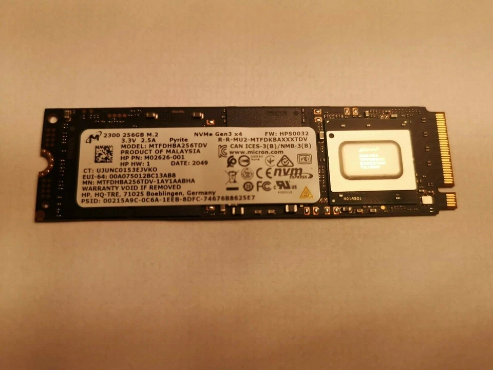 HP - Micron NVMe 256GB SSD - M.2 2280 Gen3 x4 Solid State Drive - MTFDHBA256TDV - Image 1 of 1