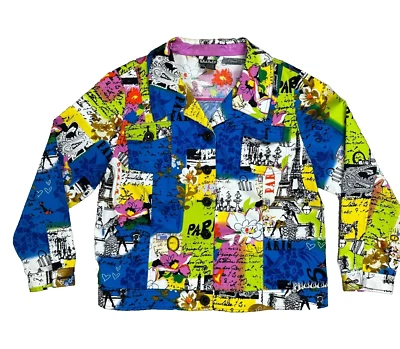 Berek Blazer Jacket Women's Size XXL Cotton Blend Pockets Beautiful Art To Wear - Image 1 of 4