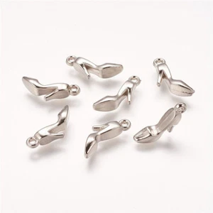 50 Pcs Platinum CCB Acrylic High Heel-Shoe Charms Pendants 23.5x5x4mm Crafts - Picture 1 of 2