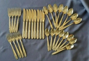 32 Pc Stainless Utica Bouquet Silverware Set - Stainless - Retro - Fork - Knife - Picture 1 of 8