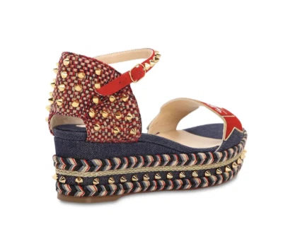Christian Louboutin Icono Cuñas Zapatos de Corte Sandalias de Cuña Tachuelas 36 Foto 1 de 4