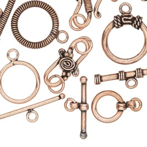 20 Antiqued Copper Plated Copper Hook & Toggle Clasp Mix * - Picture 1 of 3