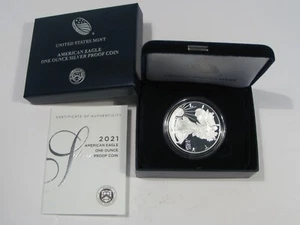 American Proof Eagle T-1 2021-W plateado con caja y certificado de autenticidad  #25 - Imagen 1 de 7