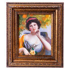 GE-UN1010 Ölgemälde Bild "Frau mit Blume" Außenmaß Rahmen ca.33 x 38 x 4 cm